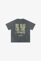 By Way Of Almighty washed heavyweight cotton tee by 5ivepillars in Dark Green, Sky Blue, and Grey