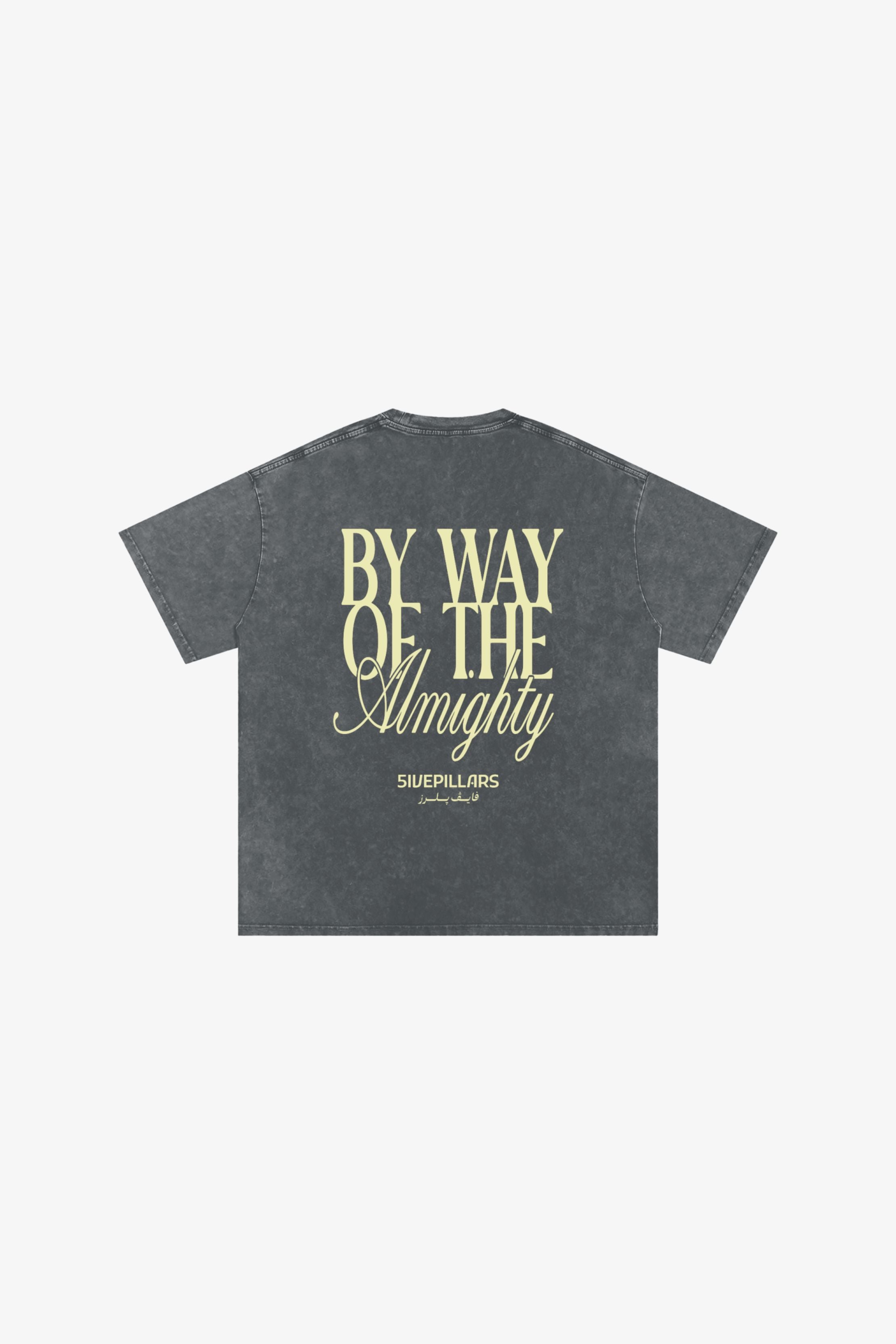 By Way Of Almighty washed heavyweight cotton tee by 5ivepillars in Dark Green, Sky Blue, and Grey