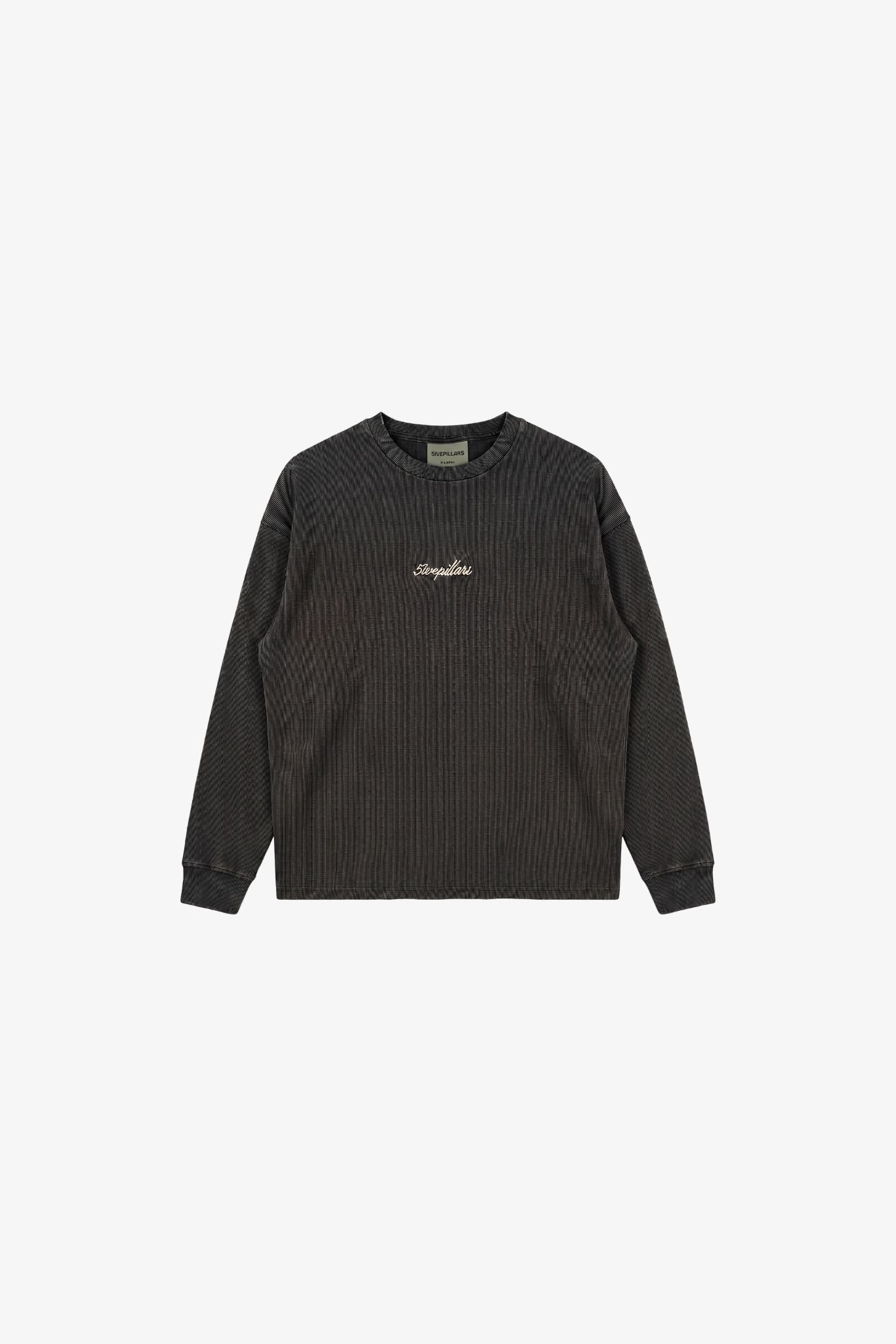 Ribbed Long Sleeve Tee - Washed Black