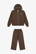 Brown Hub Love set with zip-up hoodie and matching sweatpants – Muslim streetwear