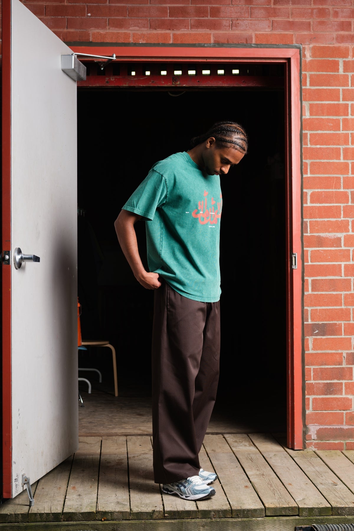 YM3X Calligraphy Tee - Washed Green