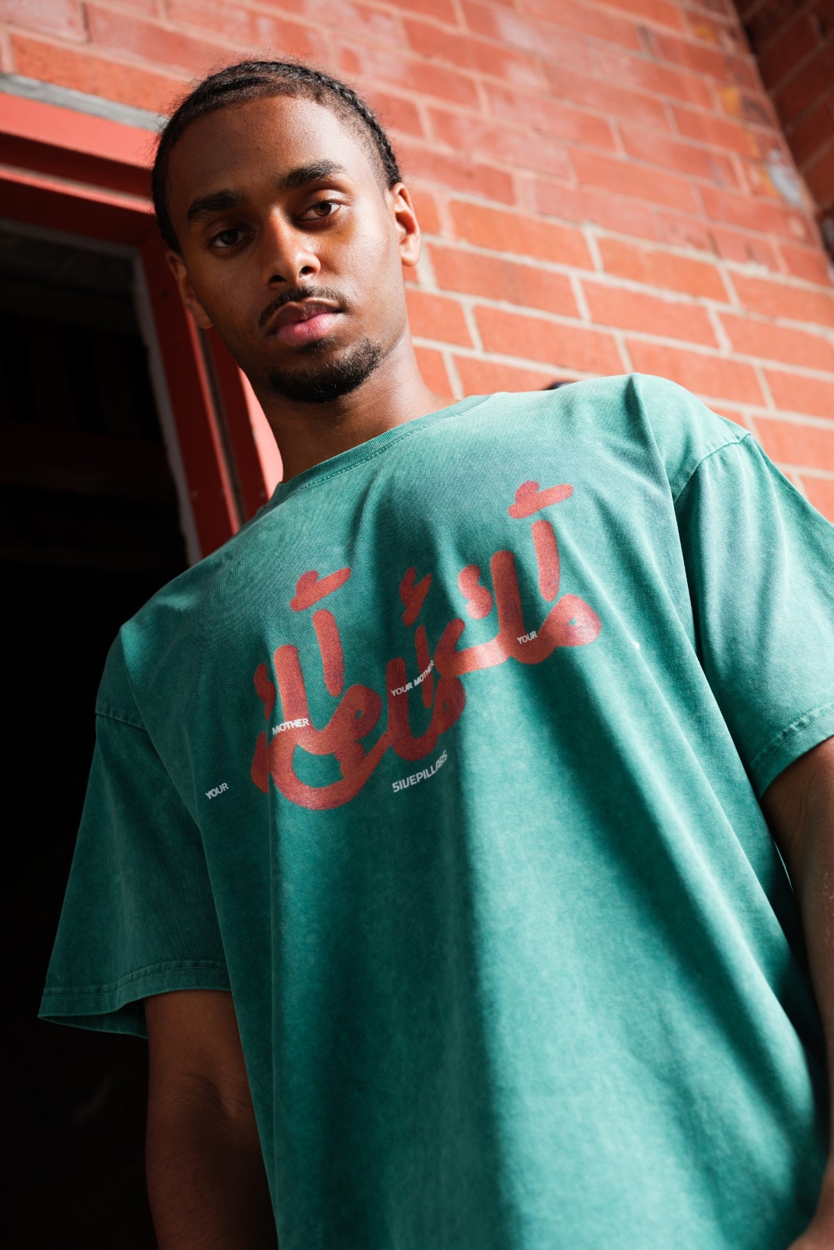YM3X Calligraphy Tee - Washed Green