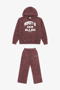 Washed maroon POA set with matching hoodie and sweatpants – Islamic clothing