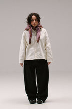 Cropped Paisley Button Up - White