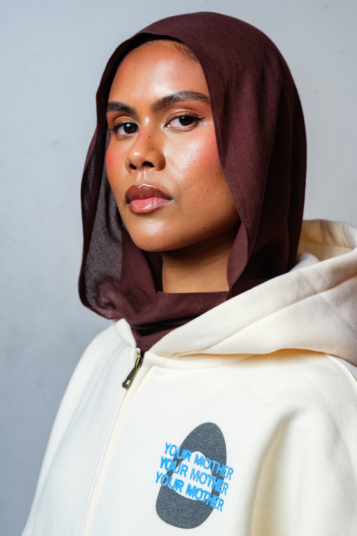 YM3X Lovers Jihad Zip Hoodie - Cream