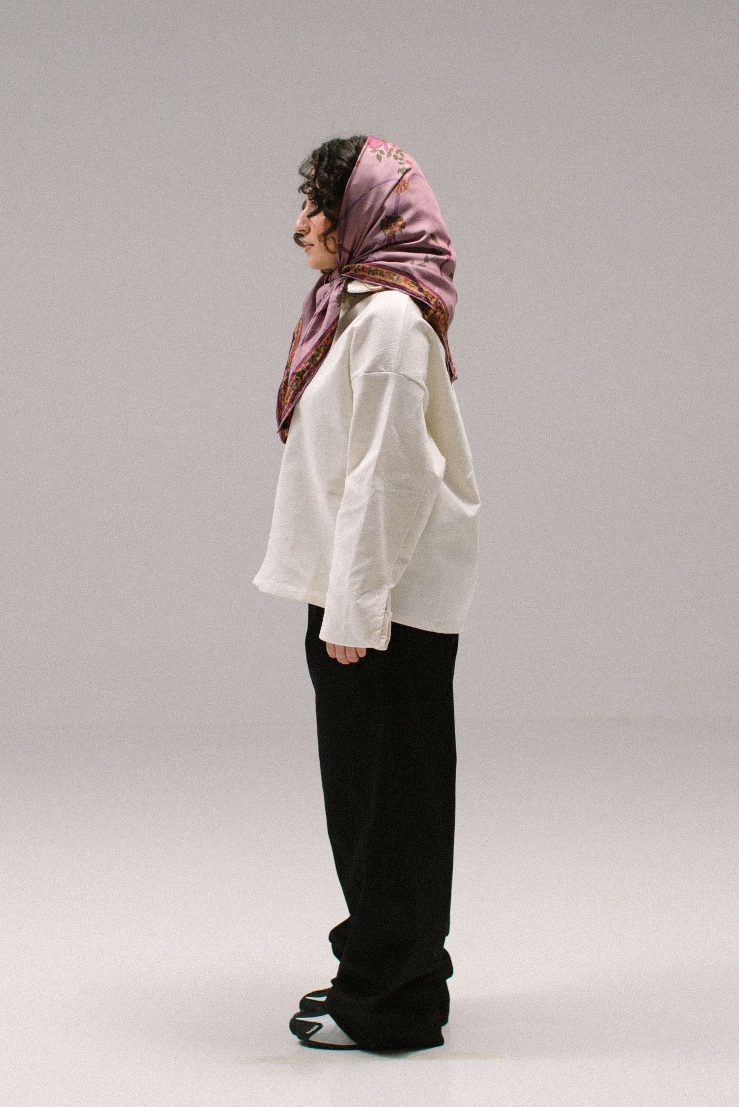 Cropped Paisley Button Up - White