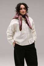 Cropped Paisley Button Up - White