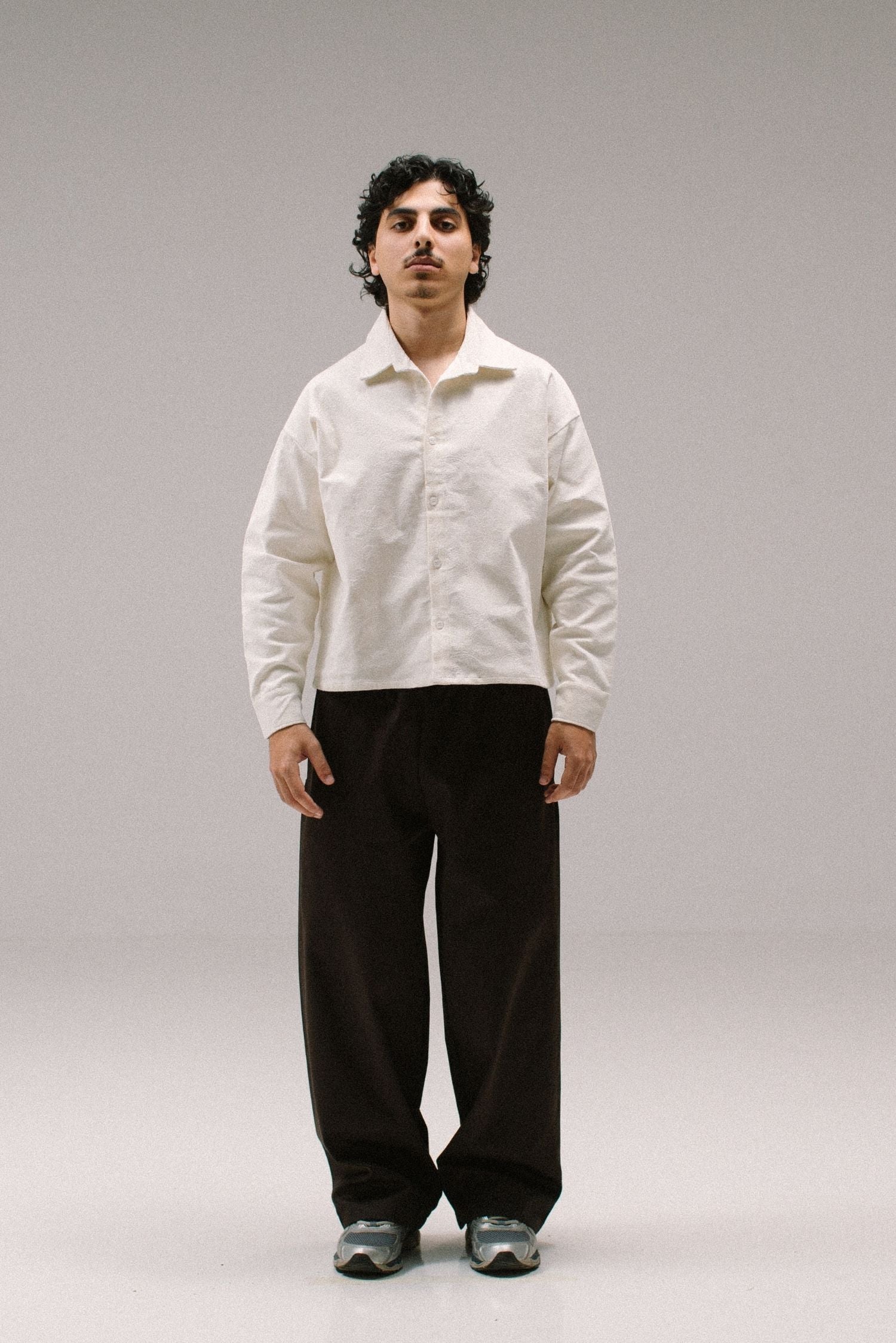 Cropped Paisley Button Up - White