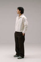 Cropped Paisley Button Up - White