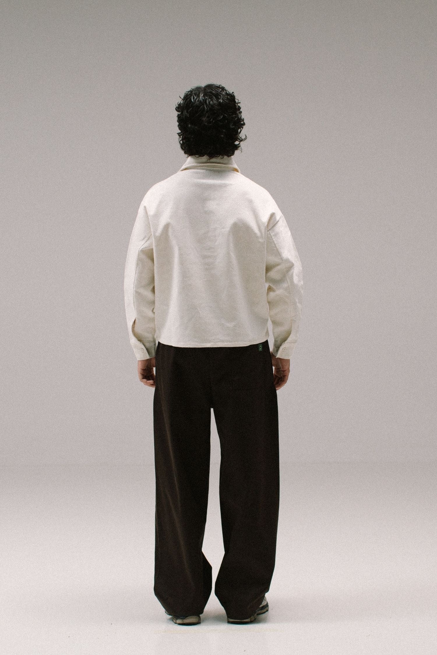 Cropped Paisley Button Up - White