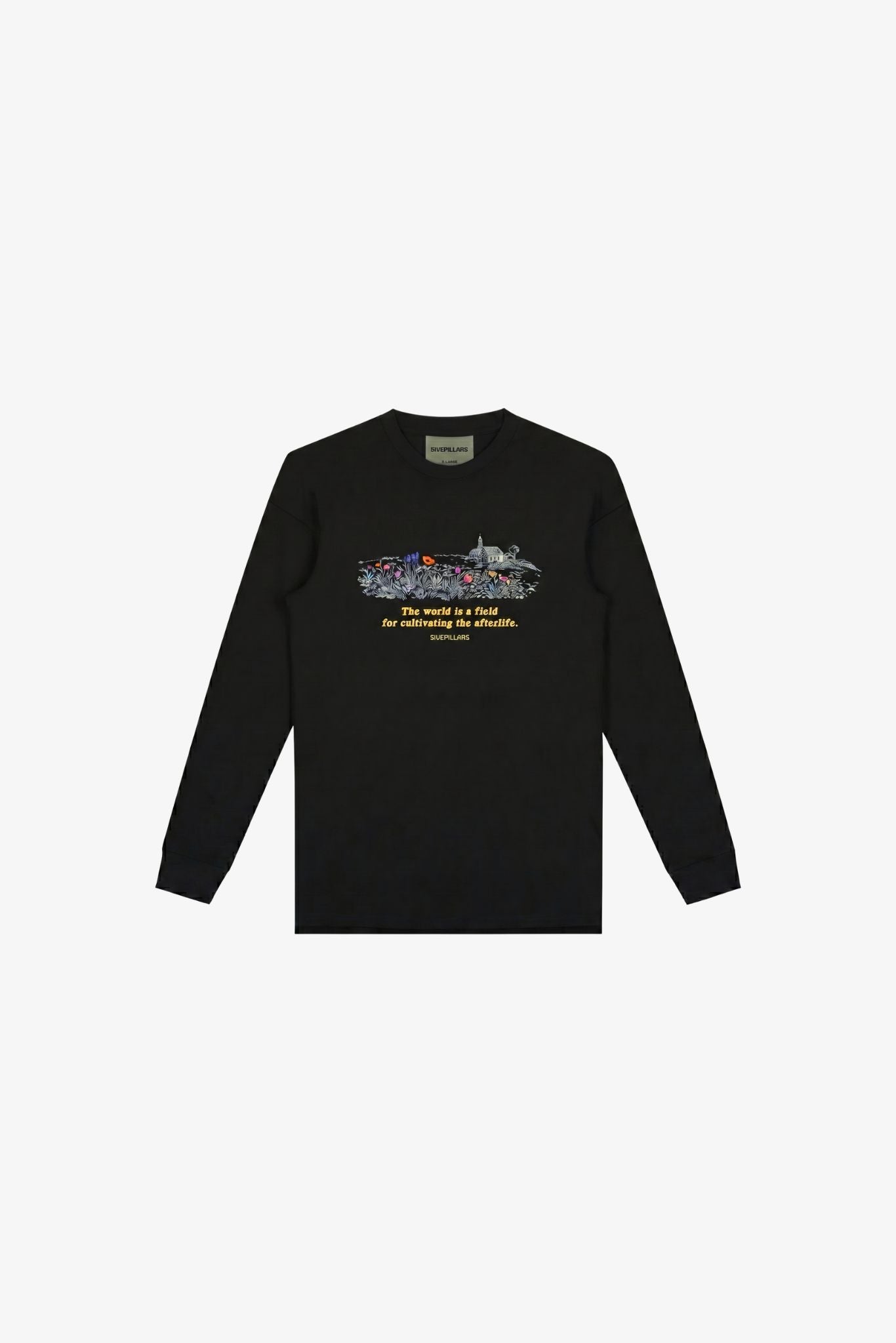 Cultivating Long Sleeve Tee - Black – 5ivepillars