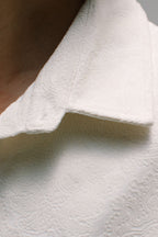 Cropped Paisley Button Up - White