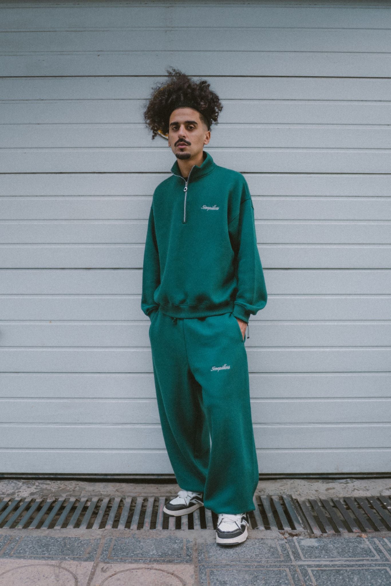 Script Quarter-Zip Green – Muslim Streetwear | 5ivepillars