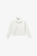 Cropped Paisley Button Up - White