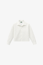 Cropped Paisley Button Up - White