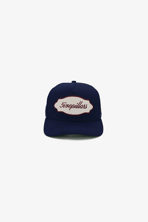 Navy A Mother's Dua five-panel hat with vintage embroidered patch – Muslim hat