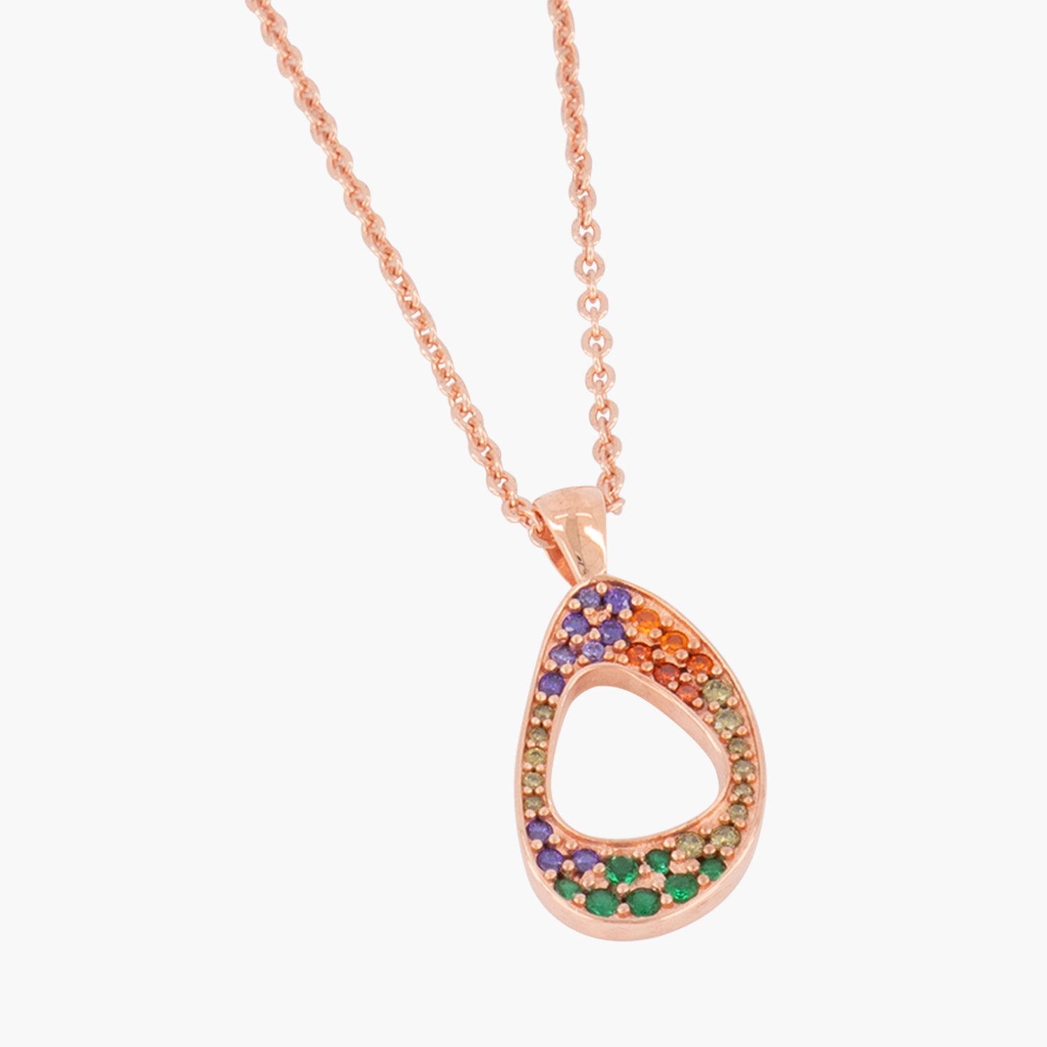 5ivepillars Multicolor Logo Necklace - Rose Gold
